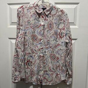 Ann Taylor Paisley Button-Up Blouse